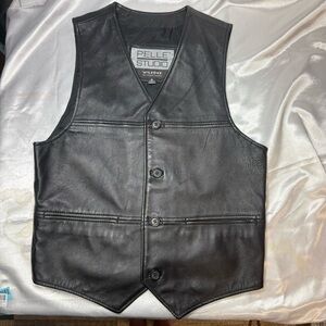 Vintage Wilsons Pelle Studio Black Leather Button Vest